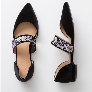 Sundance Catalog black Savoy velvet flats- size 9